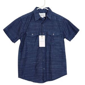 Paper Denim & Cloth Boy's Navy Short Sleeve Button Down Shirt NWT Size 8